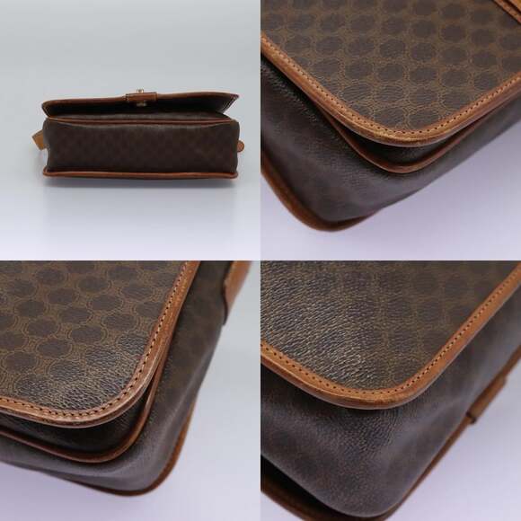 CELINE Macadam Canvas Shoulder Bag Pvc Leather Brown Gold - Picture 10 of 13